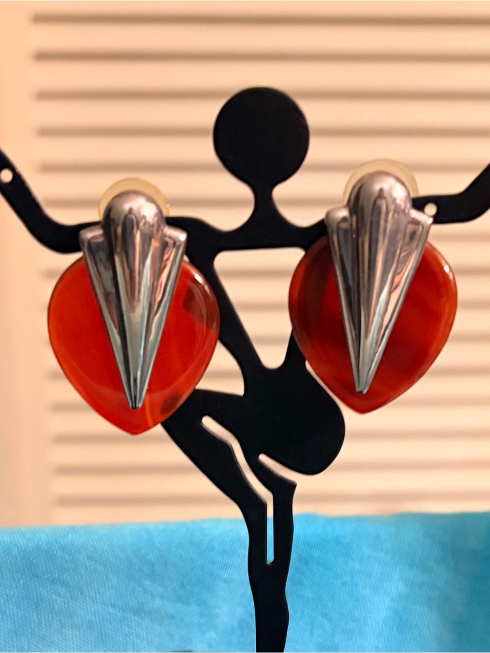 Sterling Silver, Carnelian Art Deco look earrings